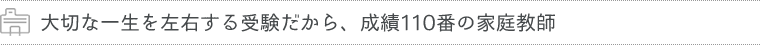 大切な一生を左右する受験だから、成績110番の家庭教師