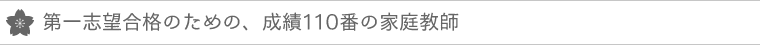 第一志望合格のための、成績110番の家庭教師